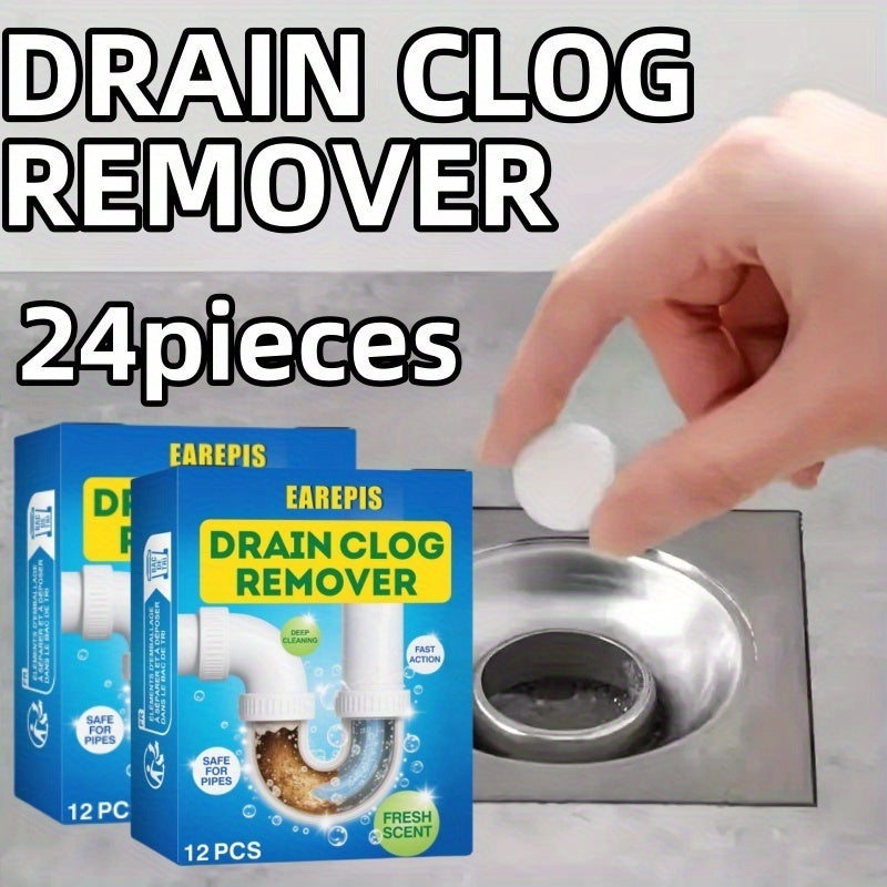 24-pack snabbverkande avloppsrengöringstabletter – kraftfull lösning för handfat, toaletter och rör