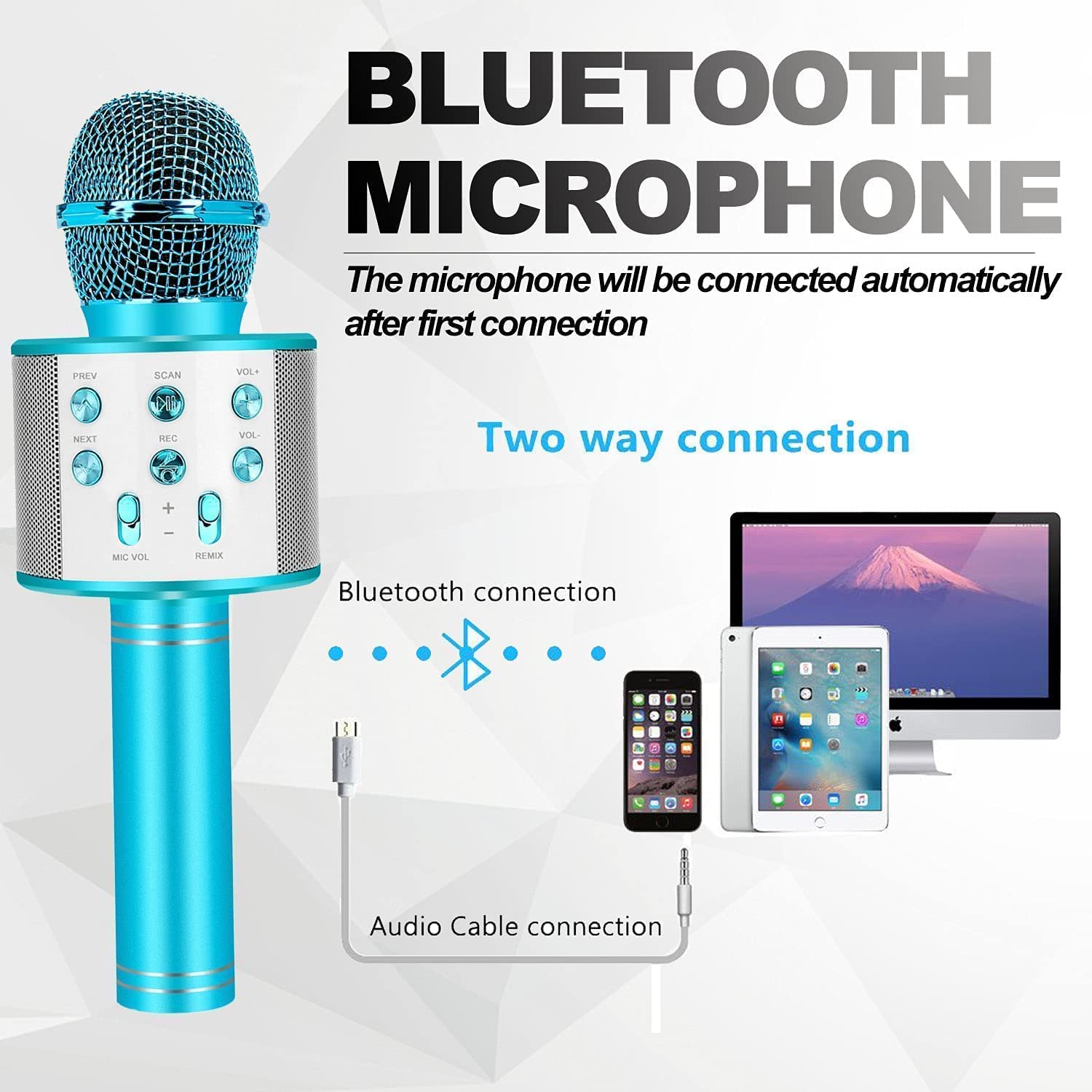 Trådlös karaokemikrofon för barn - Bluetooth handhållen mikrofon med inbyggd högtalare
