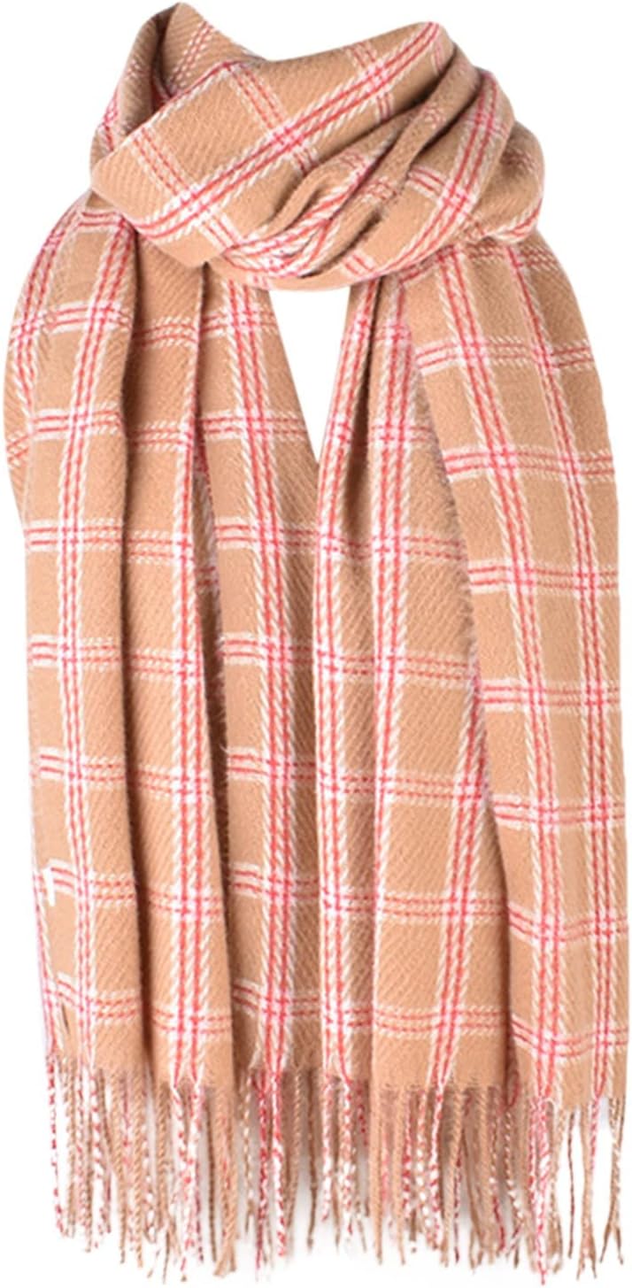 Tjock stickad vinterhalsduk för kvinnor – Mjuk ribbad sjal för höst och kalla dagar