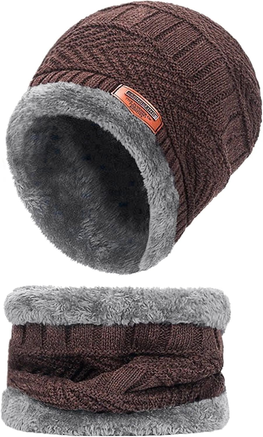 Unisex vintermössa och halsdukset – Varm stickad mössa med halsvärmare för kallt väder utomhus