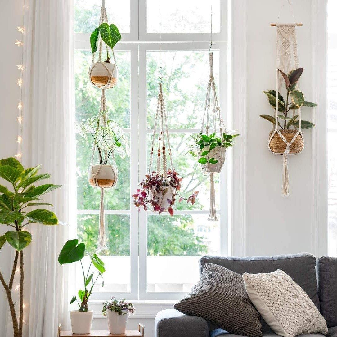 4-delad handgjord Boho Macrame växthållare set