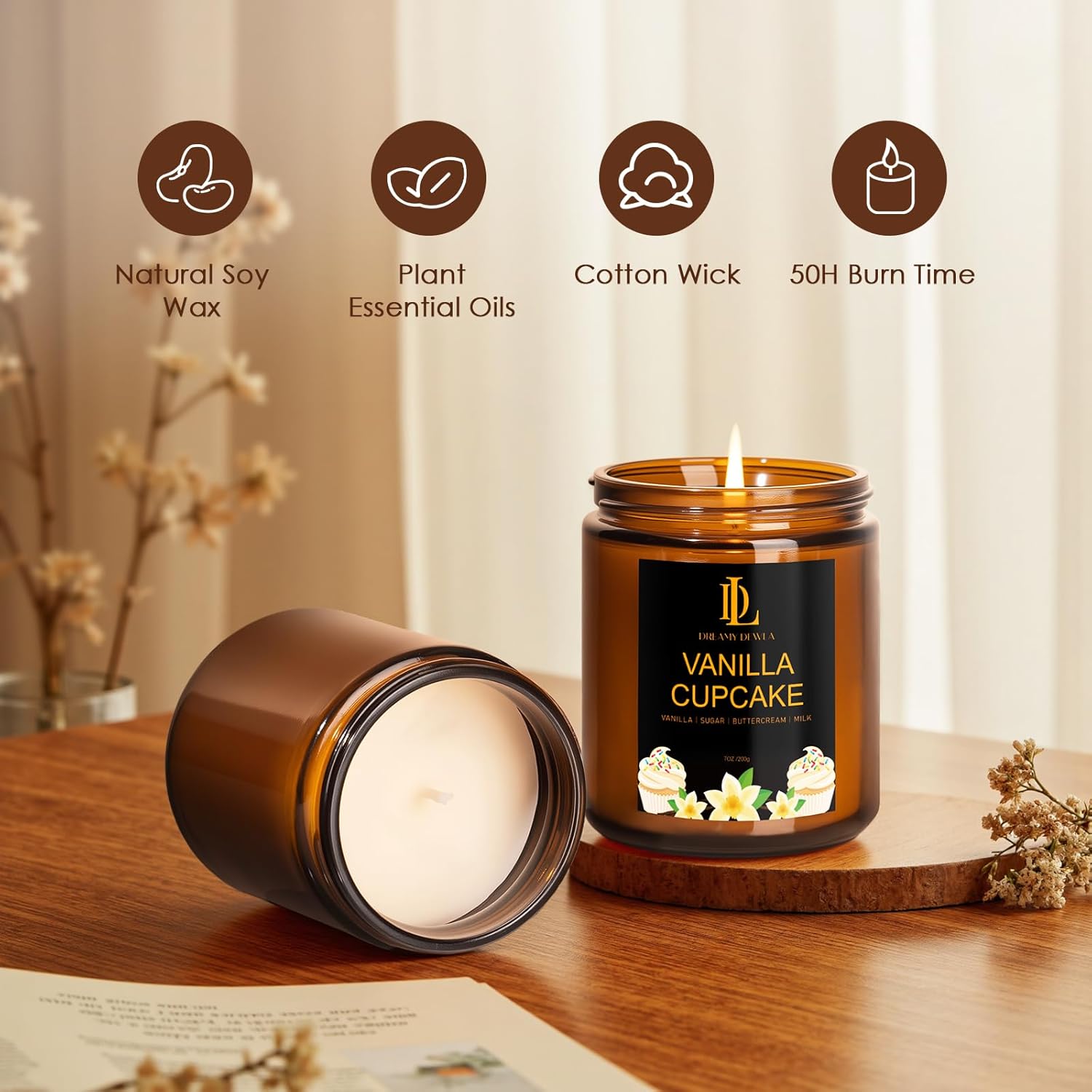 Kanelskördeljus – 50 timmars sojaljus för Thanksgiving och heminredning