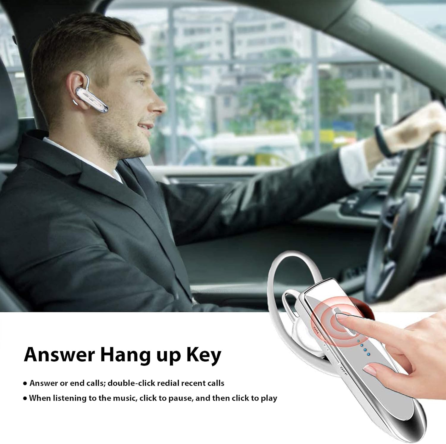 Trådlösa Bluetooth 5.3-hörlurar - Brusreducerande headset med mikrofon, vattentät sporthörlur, lång batteritid