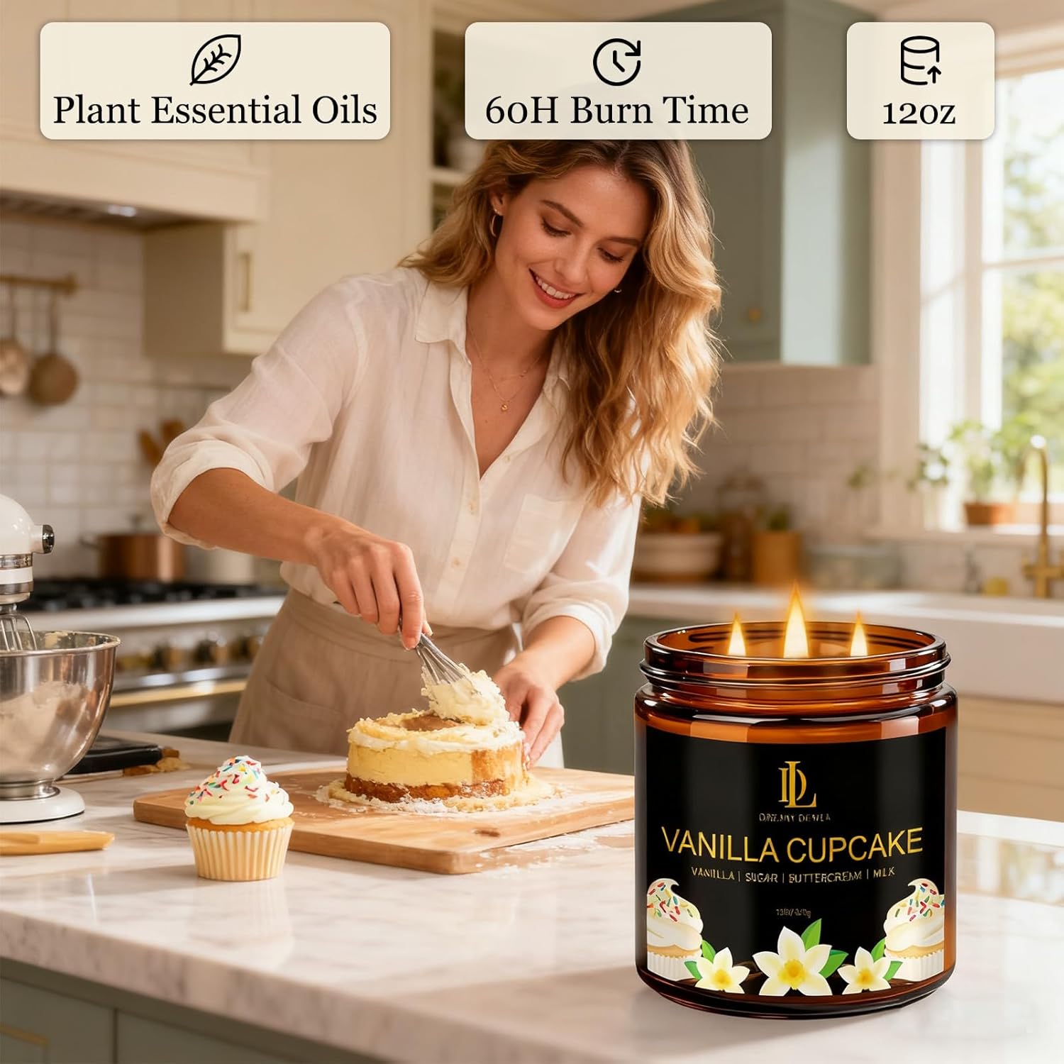 Kanelskördeljus – 50 timmars sojaljus för Thanksgiving och heminredning