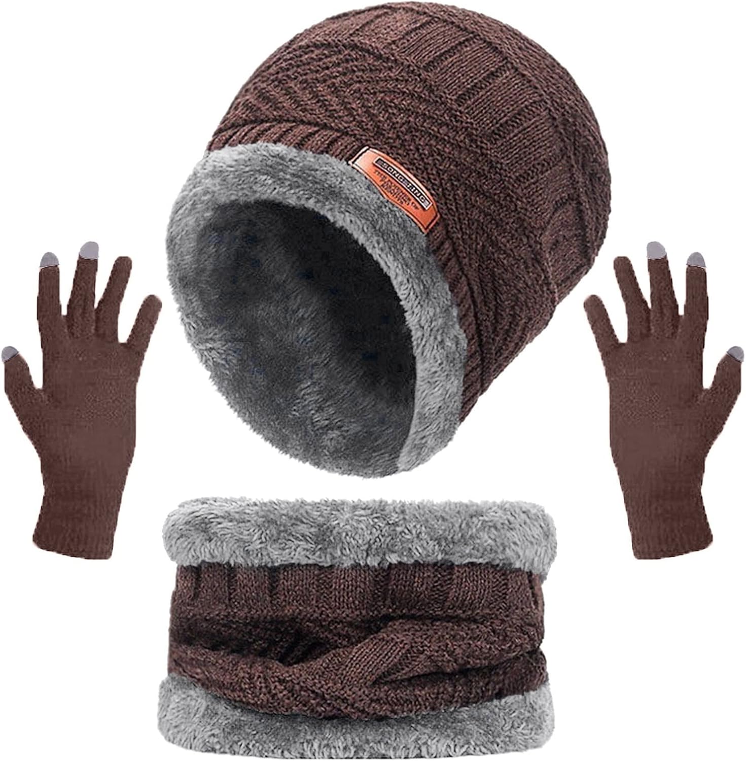 Unisex vintermössa och halsdukset – Varm stickad mössa med halsvärmare för kallt väder utomhus