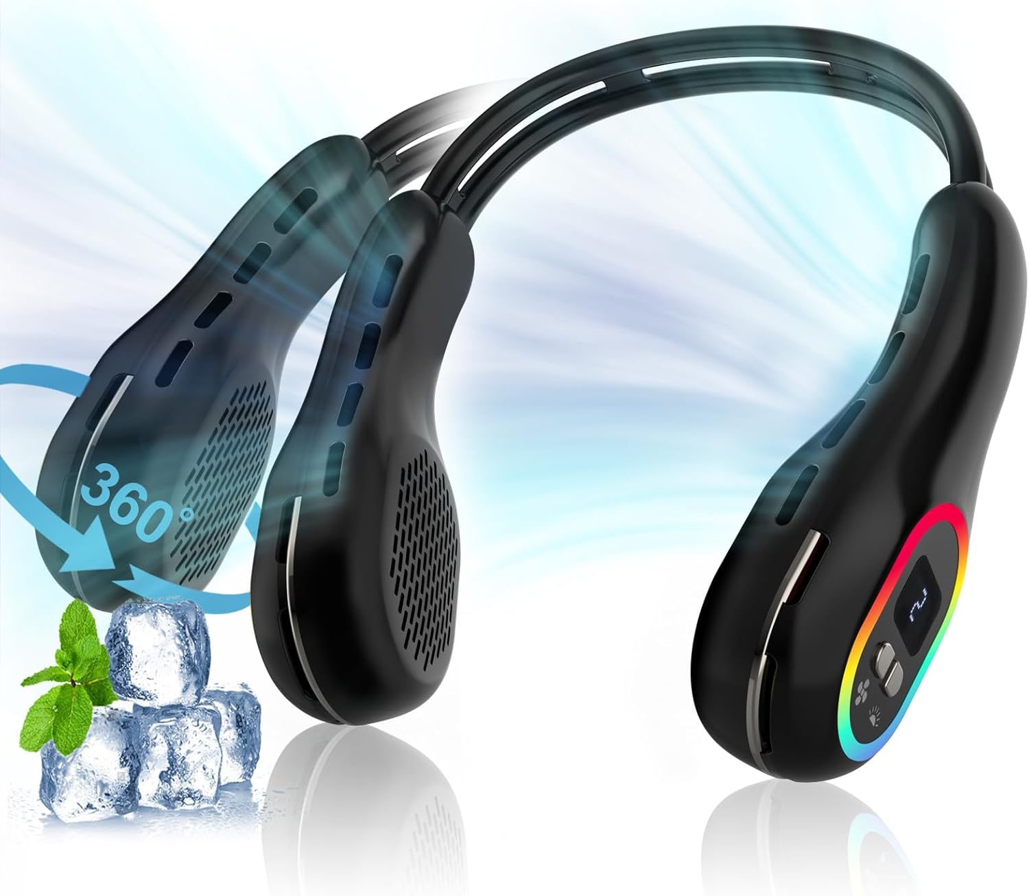 Handsfree-halsfläkt - 360° justerbar bladlös kylning