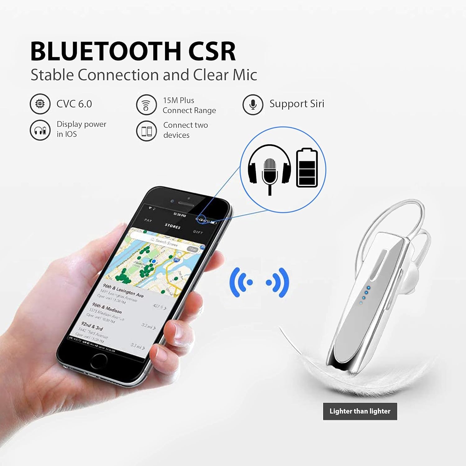 Trådlösa Bluetooth 5.3-hörlurar - Brusreducerande headset med mikrofon, vattentät sporthörlur, lång batteritid