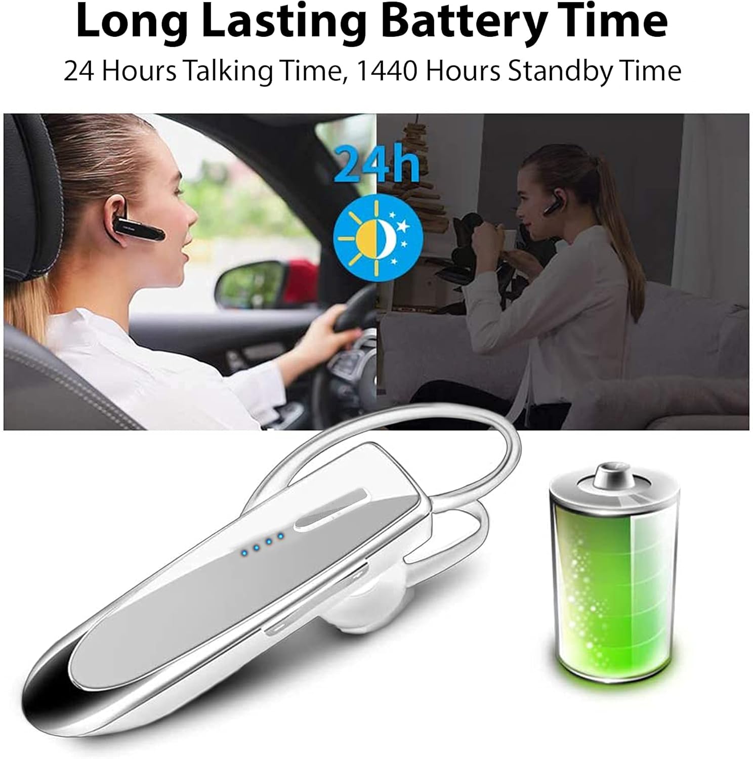 Trådlösa Bluetooth 5.3-hörlurar - Brusreducerande headset med mikrofon, vattentät sporthörlur, lång batteritid