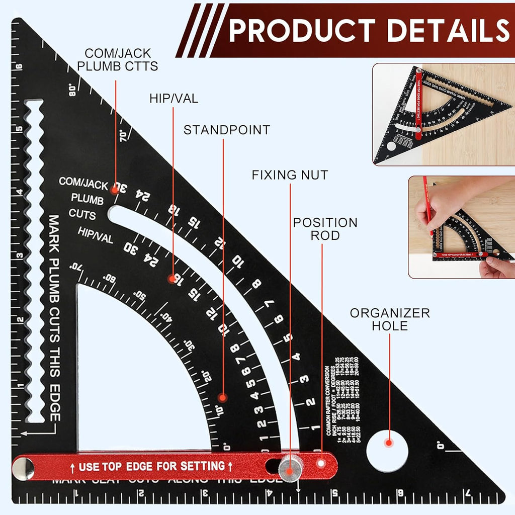 AngleMaster – Precisionsjusterbar vinkellinjal i aluminiumlegering | Slitstarkt layoutverktyg