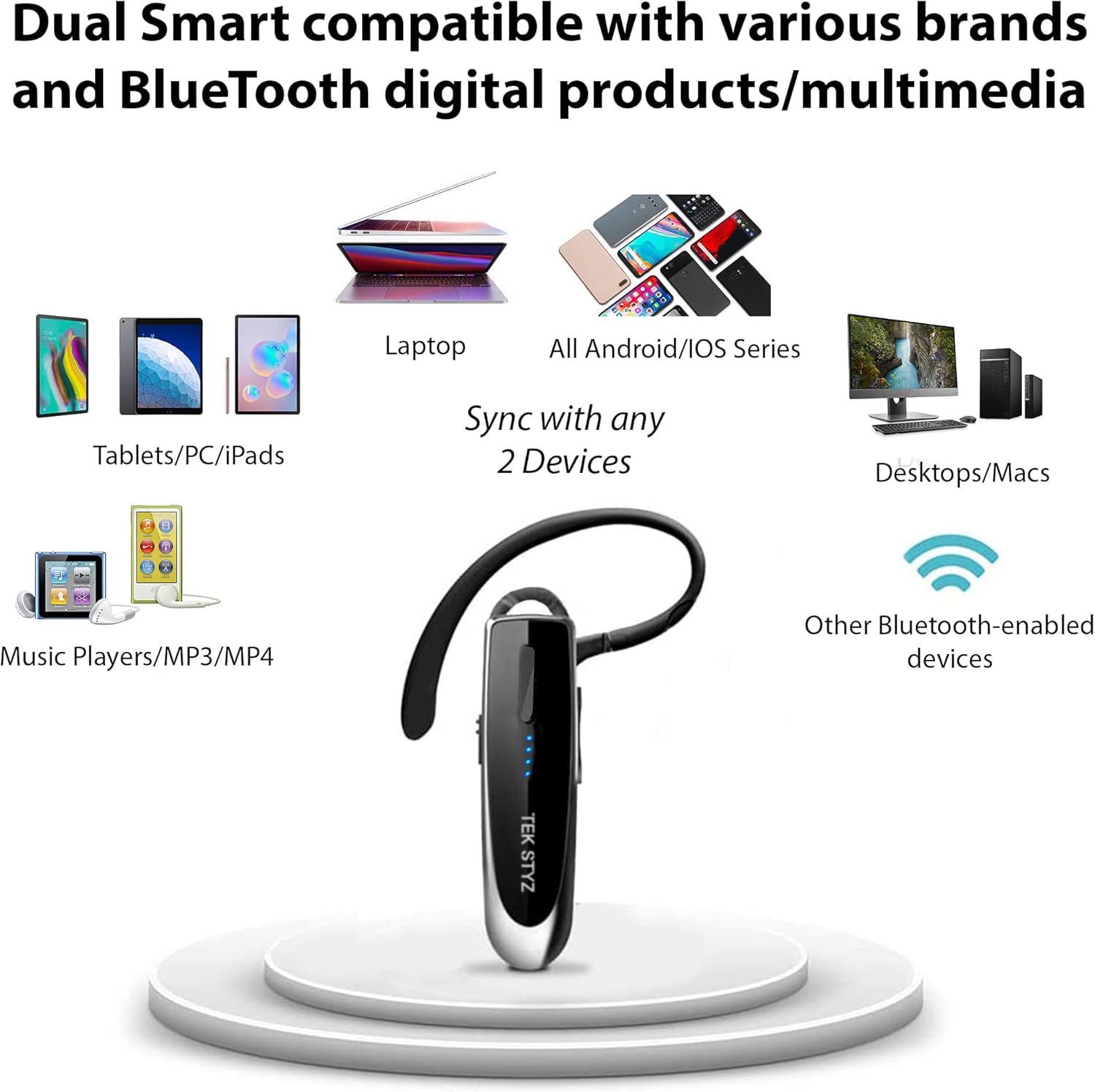Trådlösa Bluetooth 5.3-hörlurar - Brusreducerande headset med mikrofon, vattentät sporthörlur, lång batteritid
