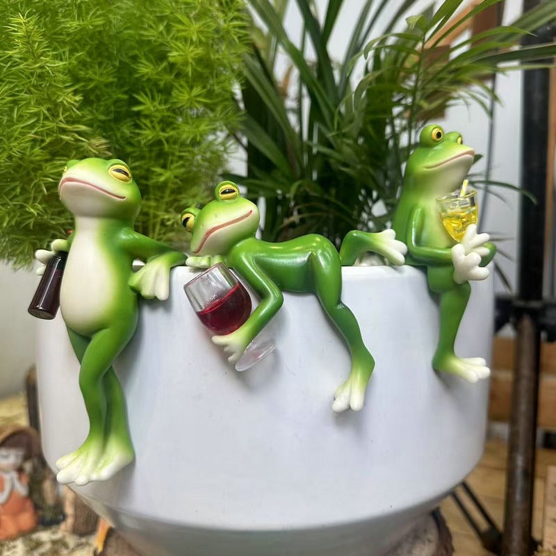 Groda Resin Växthängare Figur - Dekorativt inomhus- och utomhusväxttillbehör