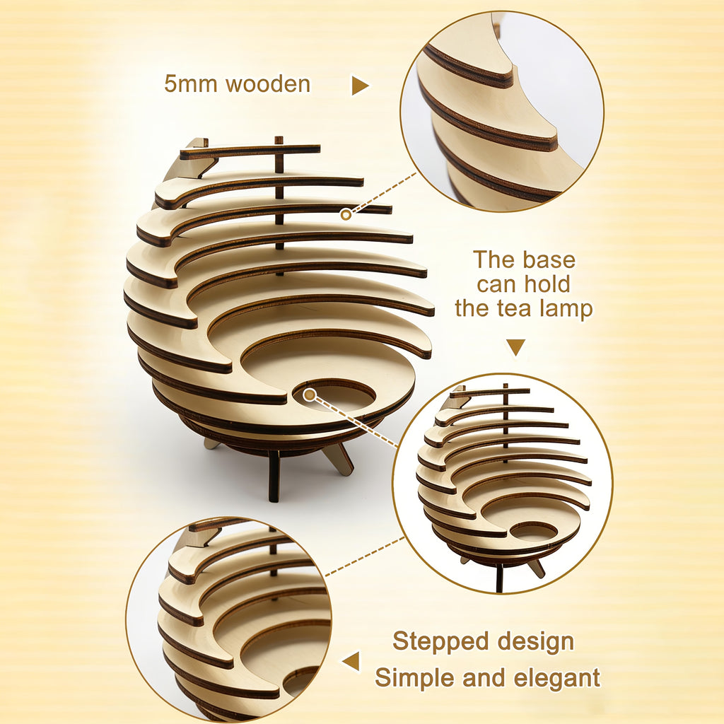 Handgjord ljusstake i trä med halvmåne – Rustik halvcirkeldekor