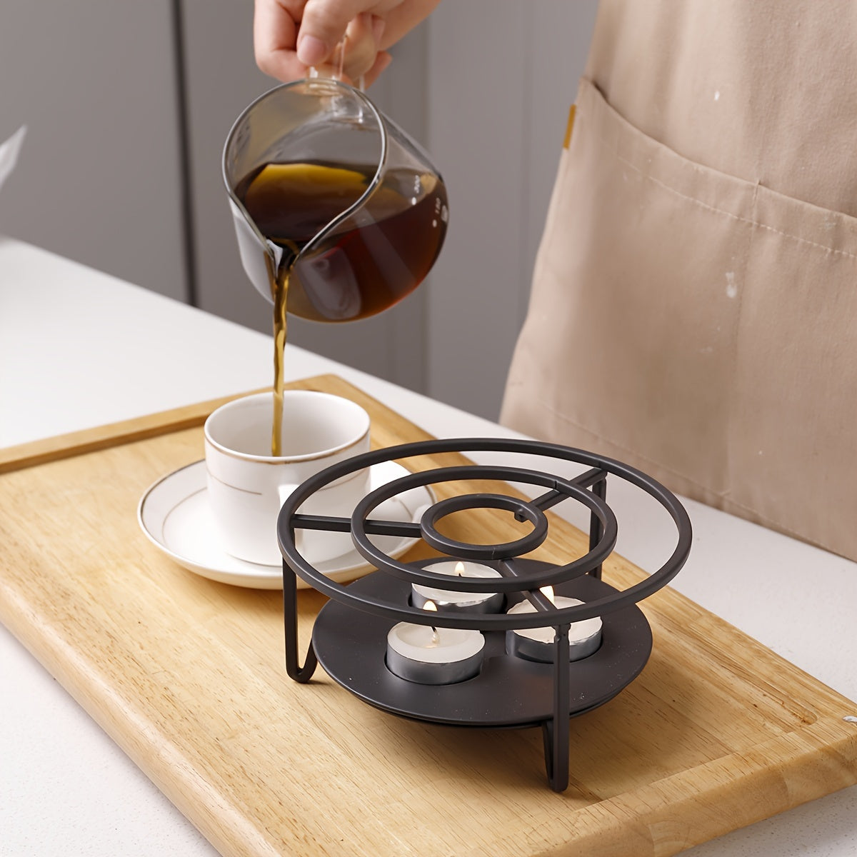 Stativ för värmeljus för tekanna – Värmesäker ljusvärmare för kaffe, te och bordsbruk