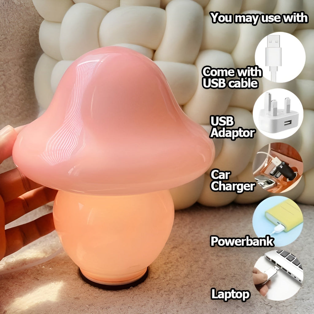 LumiGlow RGB Mushroom Bordlampe - Vintage charme, smart belysning