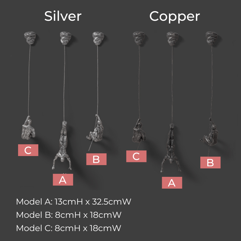 Gravity-Defying Climbers - Modern 3D-väggkonstuppsättning