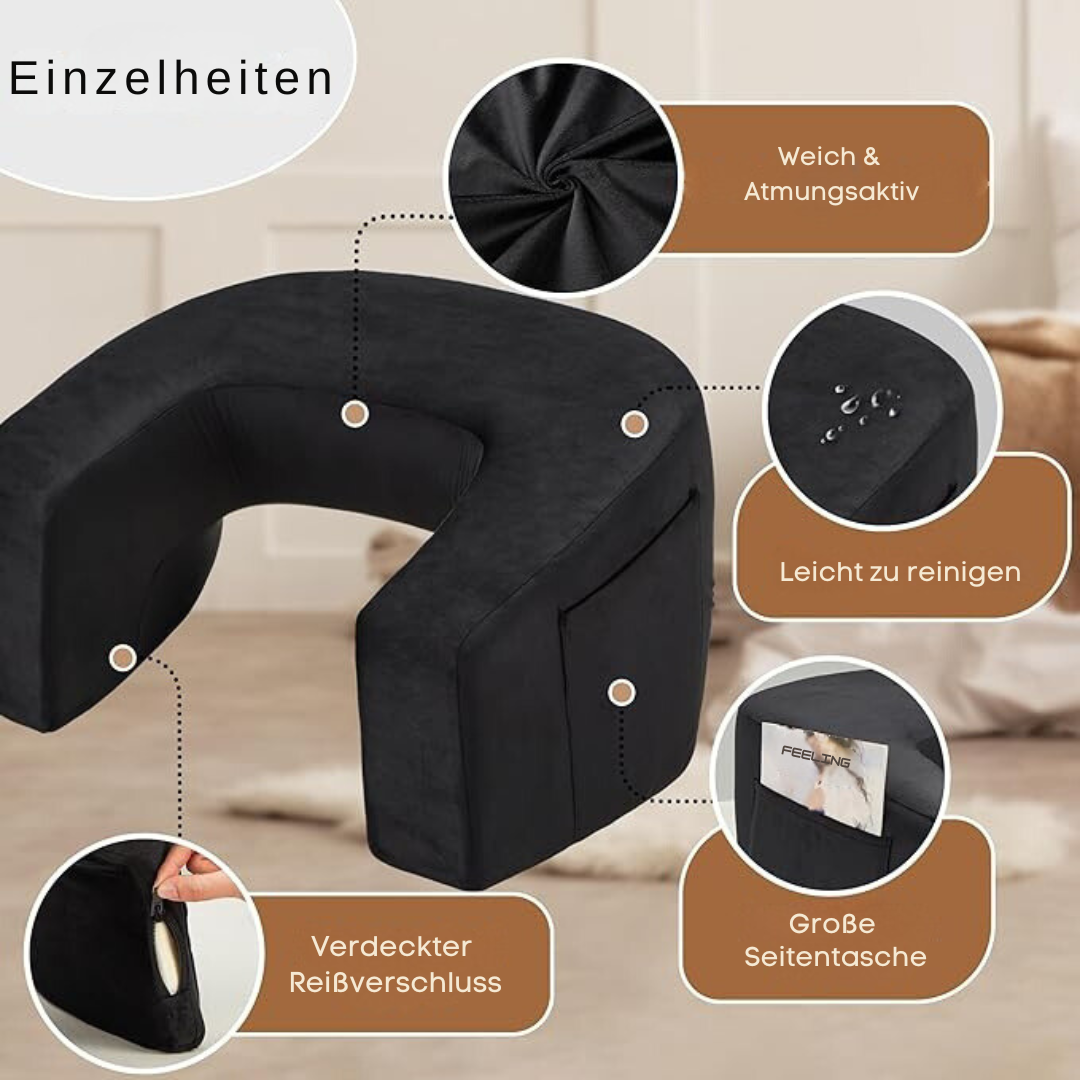 Justerbart knäbord med armstöd – minnesskumdyna och sidoförvaring