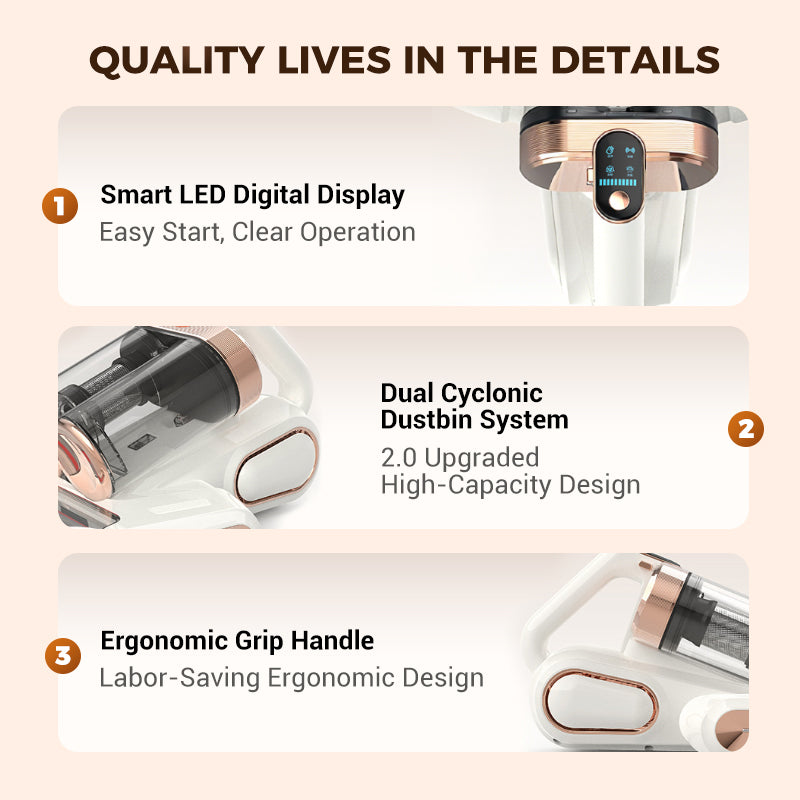 UV-dammmugare för dammkvalster – Djuprengörande säng- och madrassrengöring med högeffektiv filtrering