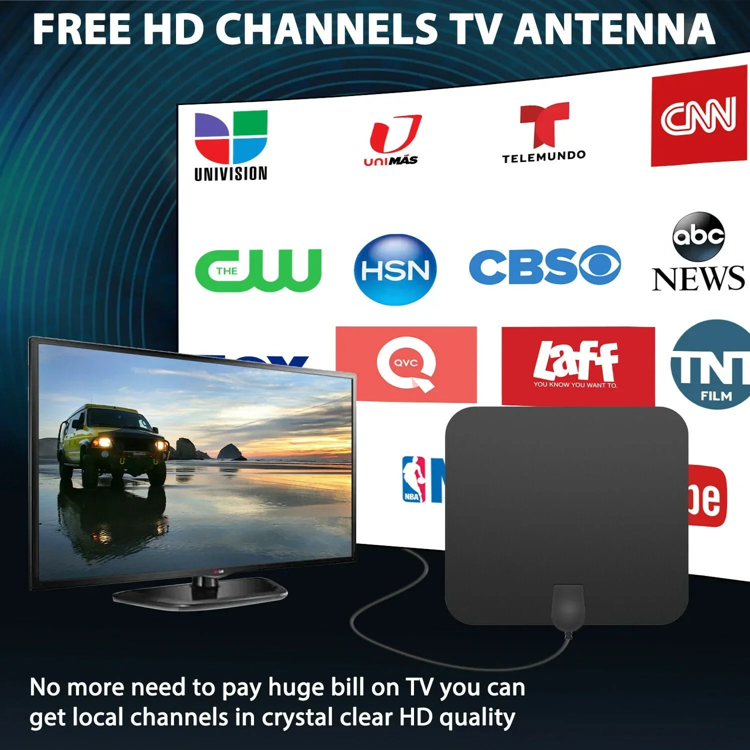 ClearWave inomhus-HDTV-antenn – signalförstärkare med lång räckvidd