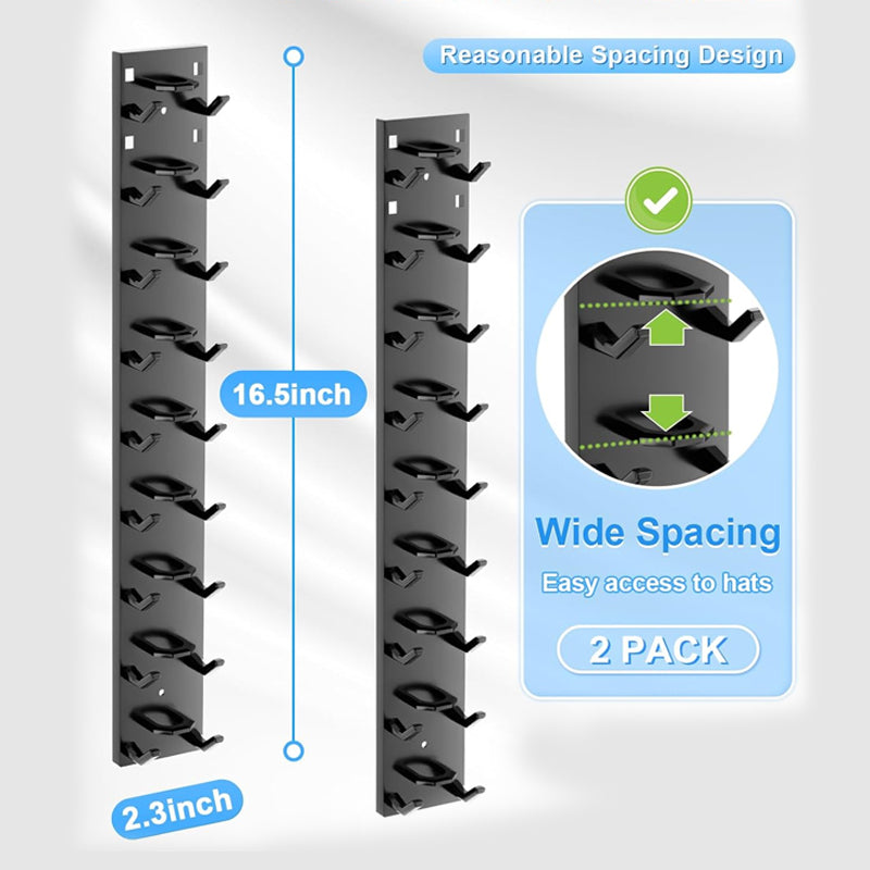 Väggmonterad hatthylla - Kompakt förvaring för basebollkepsar och snapbacks