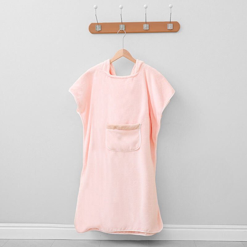 Ultramjuk fleeceponcho med huva – Snabbtorkande unisex bad- och spa-morgonrock