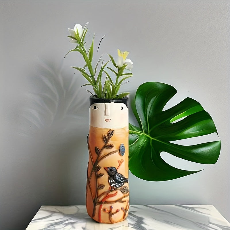 Konstnärliga keramiska ansiktsvaser – Handgjorda bohemiska krukor för blommor och lantlig heminredning