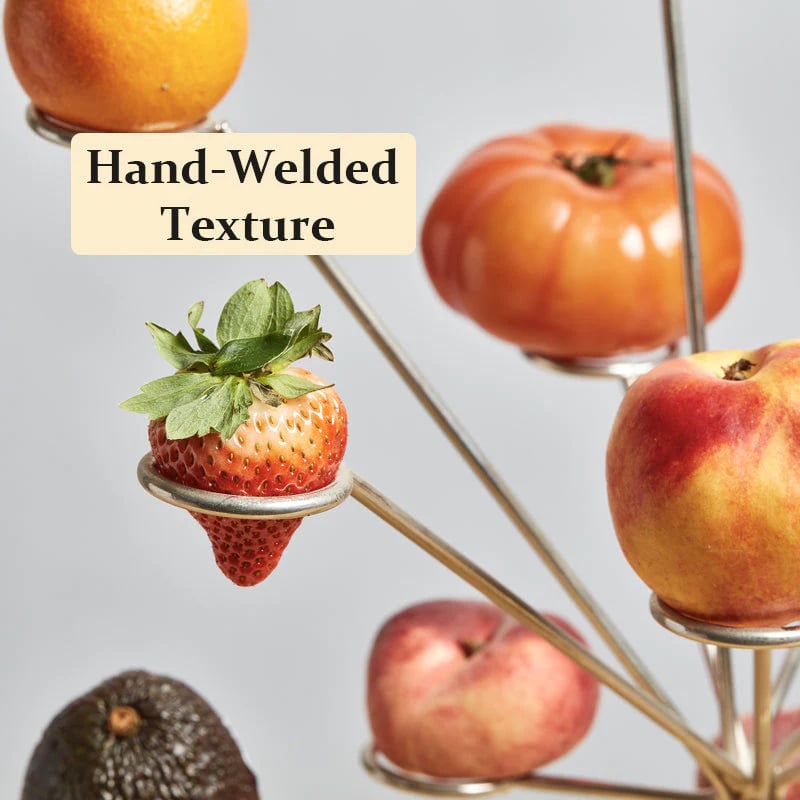 Konstnärlig flytande fruktkorg – Handgjord metalldekoration för modern bordsdekoration