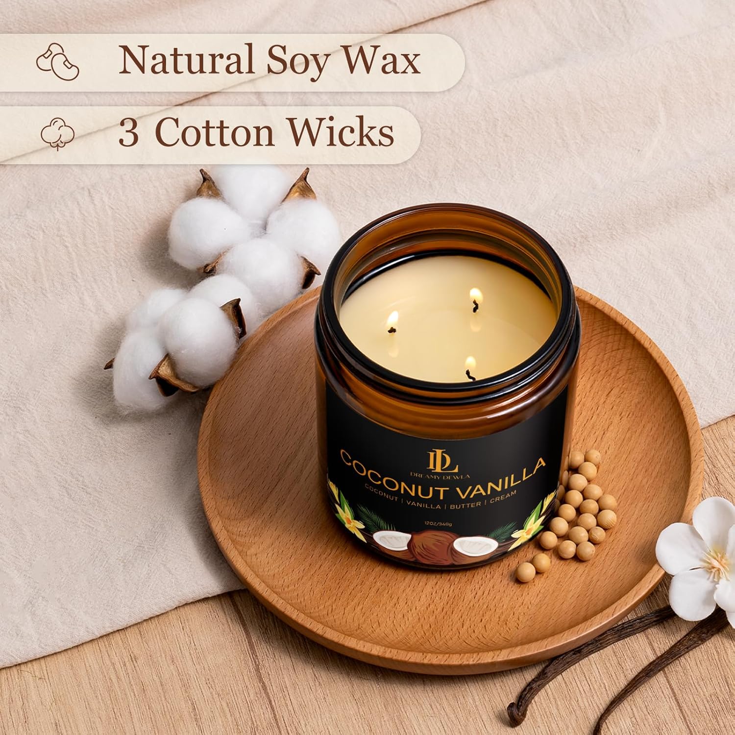 Kanelskördeljus – 50 timmars sojaljus för Thanksgiving och heminredning