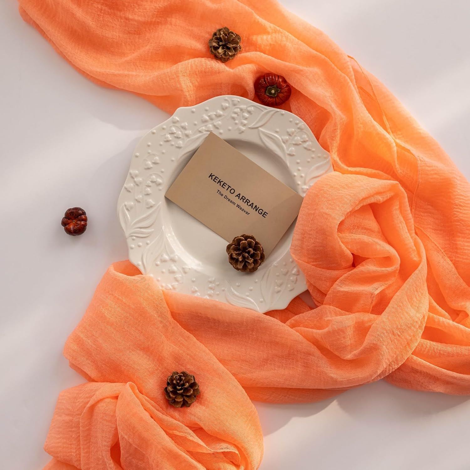 Boho ostduksbordlöpare – Terrakotta höstdekor för bröllop och heminredning