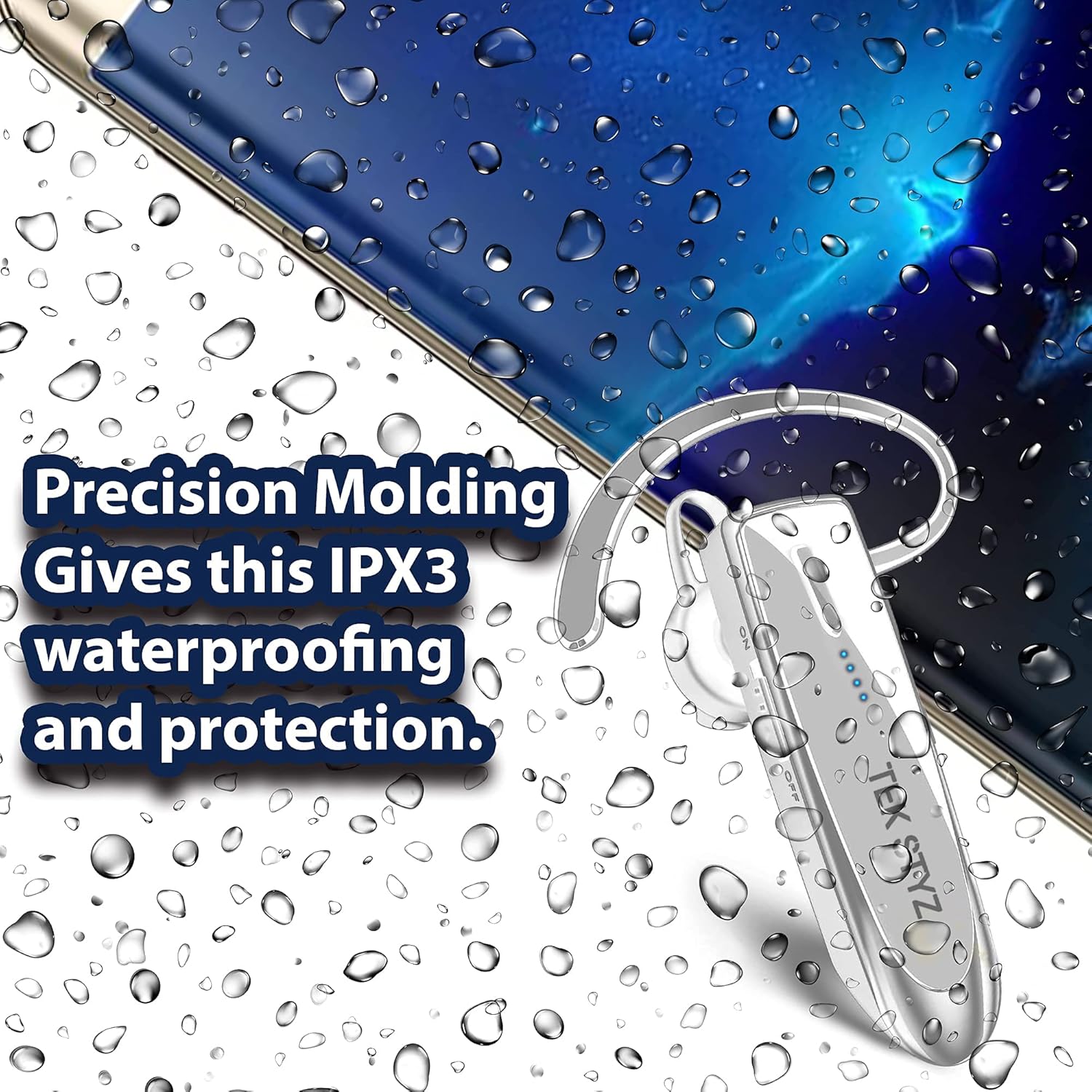 Trådlösa Bluetooth 5.3-hörlurar - Brusreducerande headset med mikrofon, vattentät sporthörlur, lång batteritid