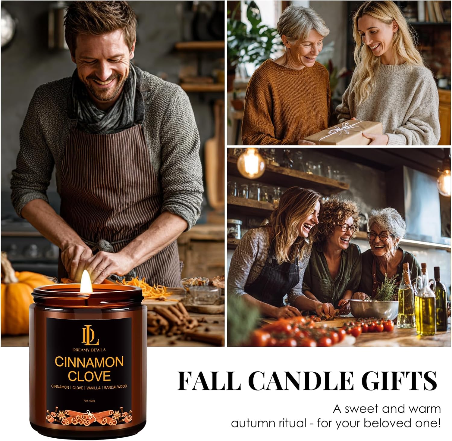 Kanelskördeljus – 50 timmars sojaljus för Thanksgiving och heminredning