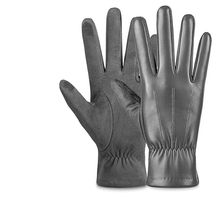 Vinterhandskar med pekskärm för män – mjuk mocka med varmt foder