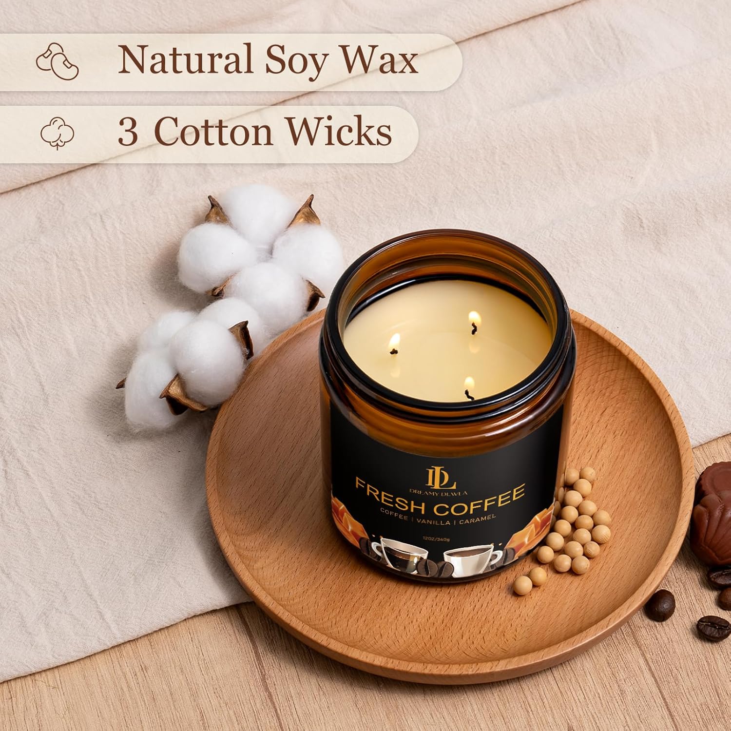 Kanelskördeljus – 50 timmars sojaljus för Thanksgiving och heminredning