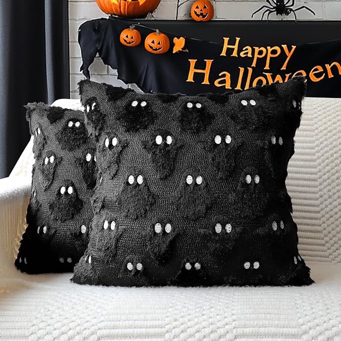 2 st kusliga Halloween-örngott – Bedårande spökdekor för soffa och vardagsrum