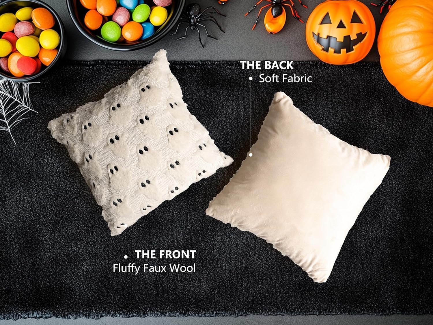 2 st kusliga Halloween-örngott – Bedårande spökdekor för soffa och vardagsrum