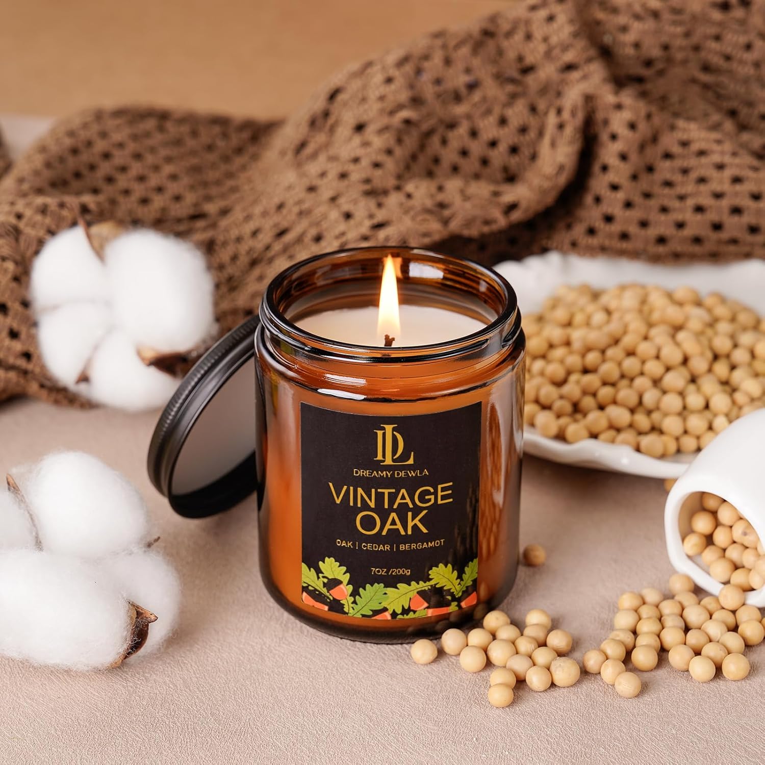 Kanelskördeljus – 50 timmars sojaljus för Thanksgiving och heminredning