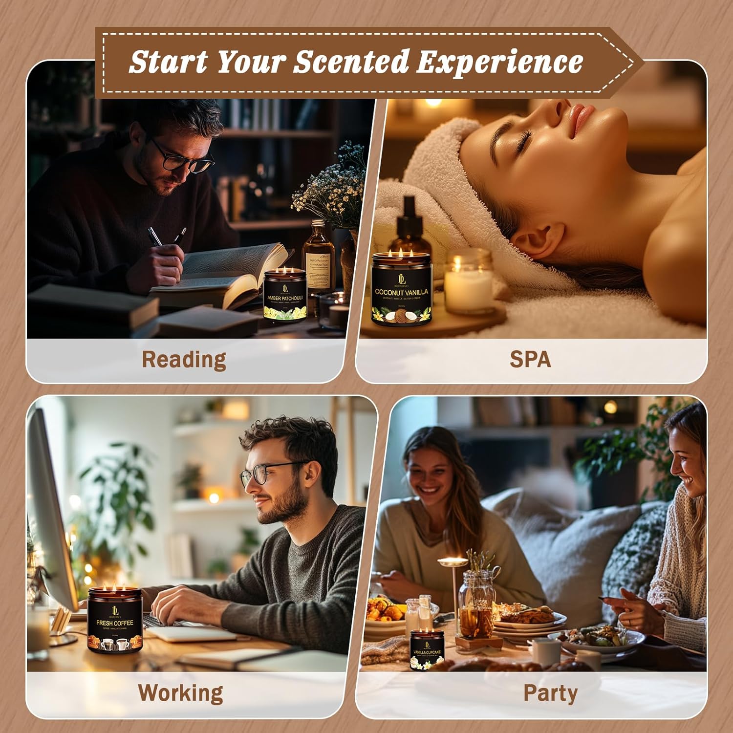 Kanelskördeljus – 50 timmars sojaljus för Thanksgiving och heminredning