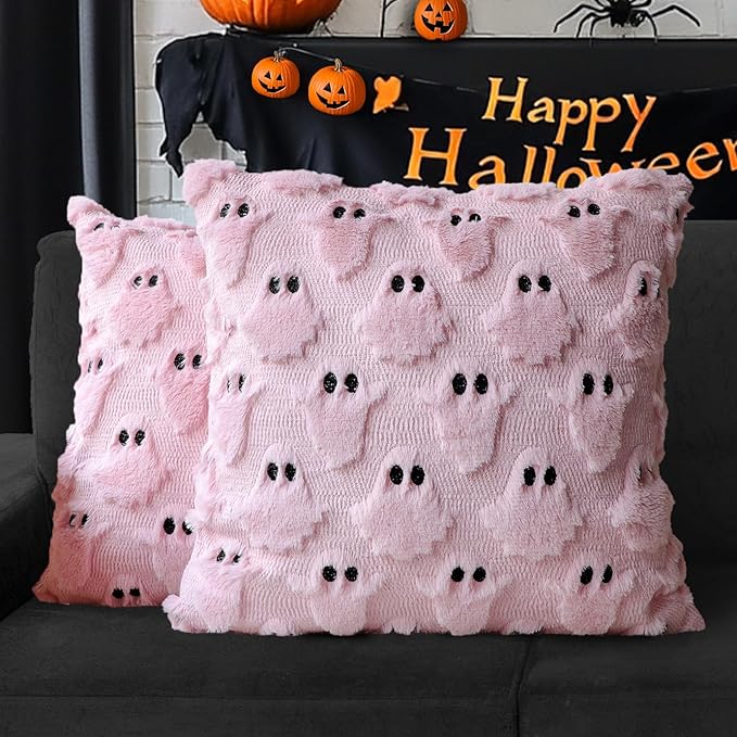 2 st kusliga Halloween-örngott – Bedårande spökdekor för soffa och vardagsrum