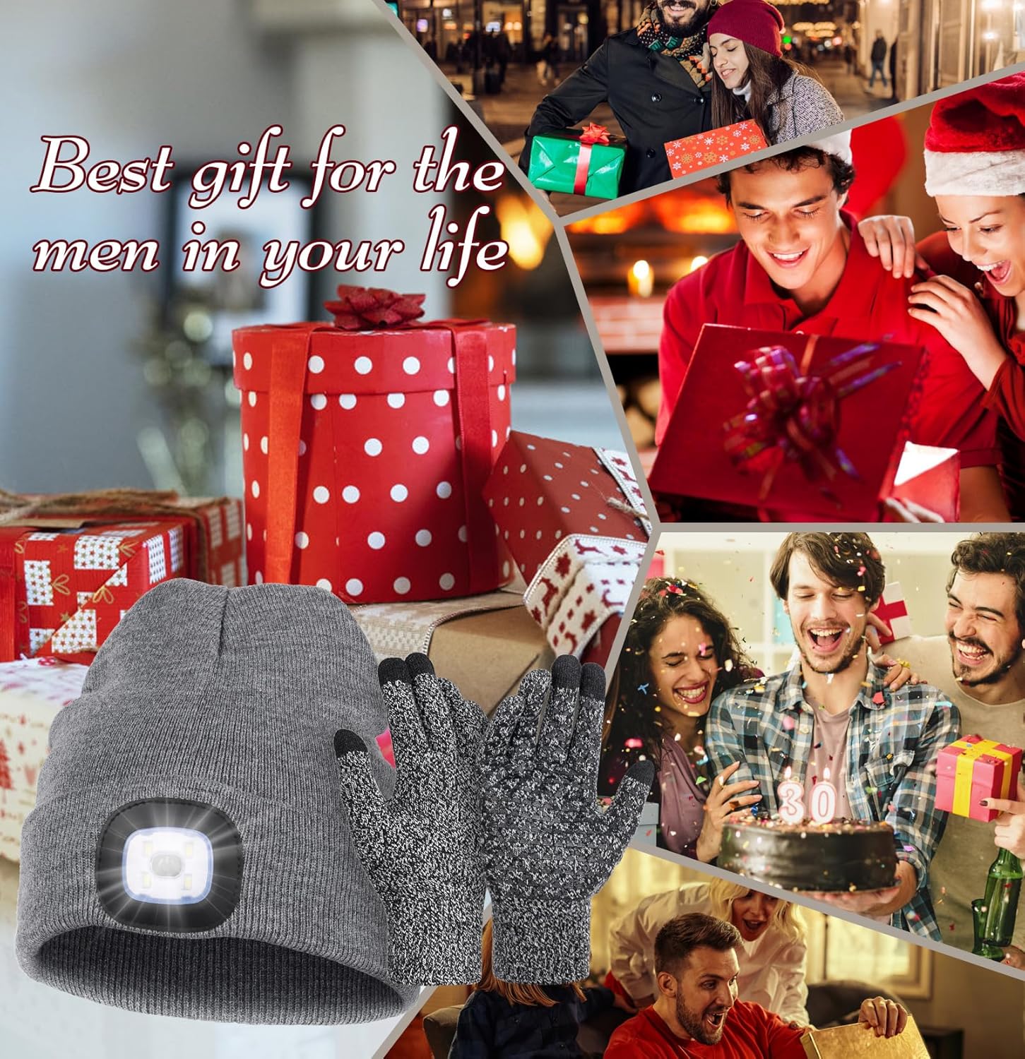 Vintermössa med pannlampa – Uppladdningsbar LED-keps och pekskärmshandskar