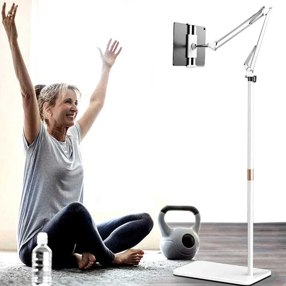 Universellt 360° justerbart golvstativ för surfplatta – hopfällbart och roterande hållare