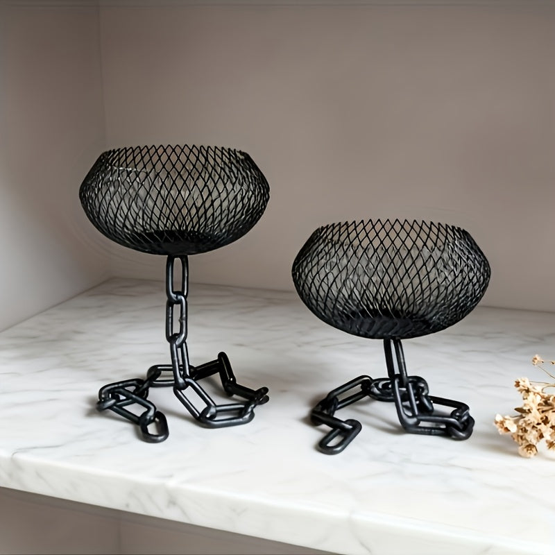 Rustika industriella järnljusstakar med 2 hängande kedjor för heminredning