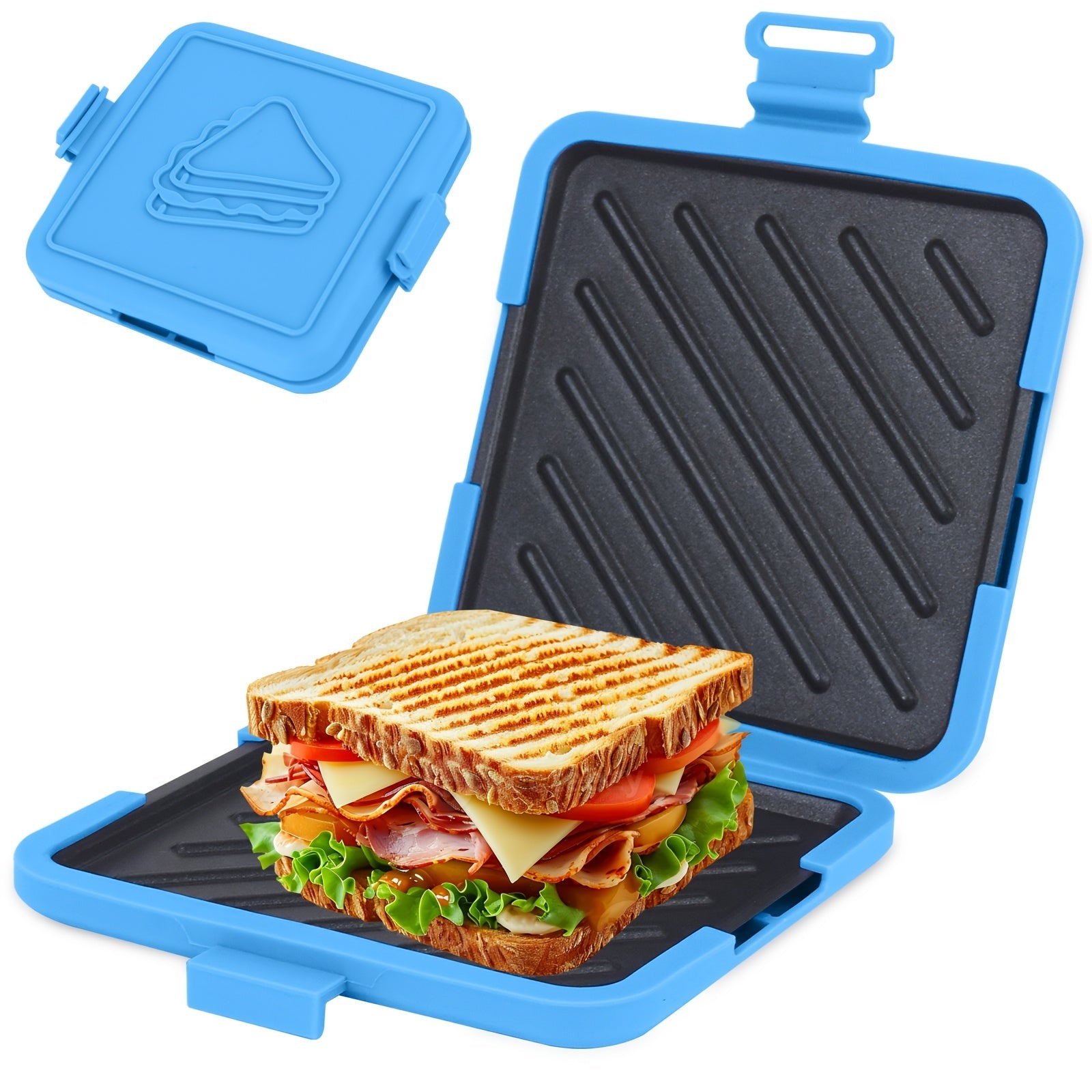 Snabbvärmande mikrovågsugnspress med avtagbara nonstick-plattor