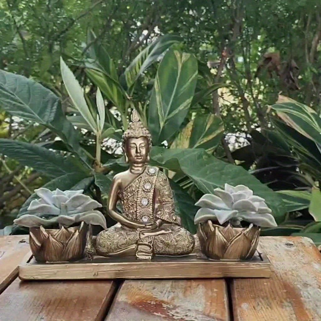 Suckulentplanter i Zen Buddha-stil – Dekorativ kruka i harts för inomhus- och utomhusinredning