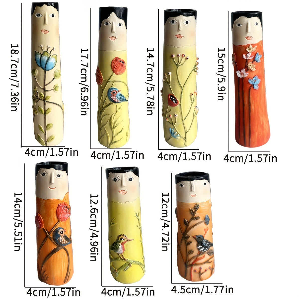 Konstnärliga keramiska ansiktsvaser – Handgjorda bohemiska krukor för blommor och lantlig heminredning