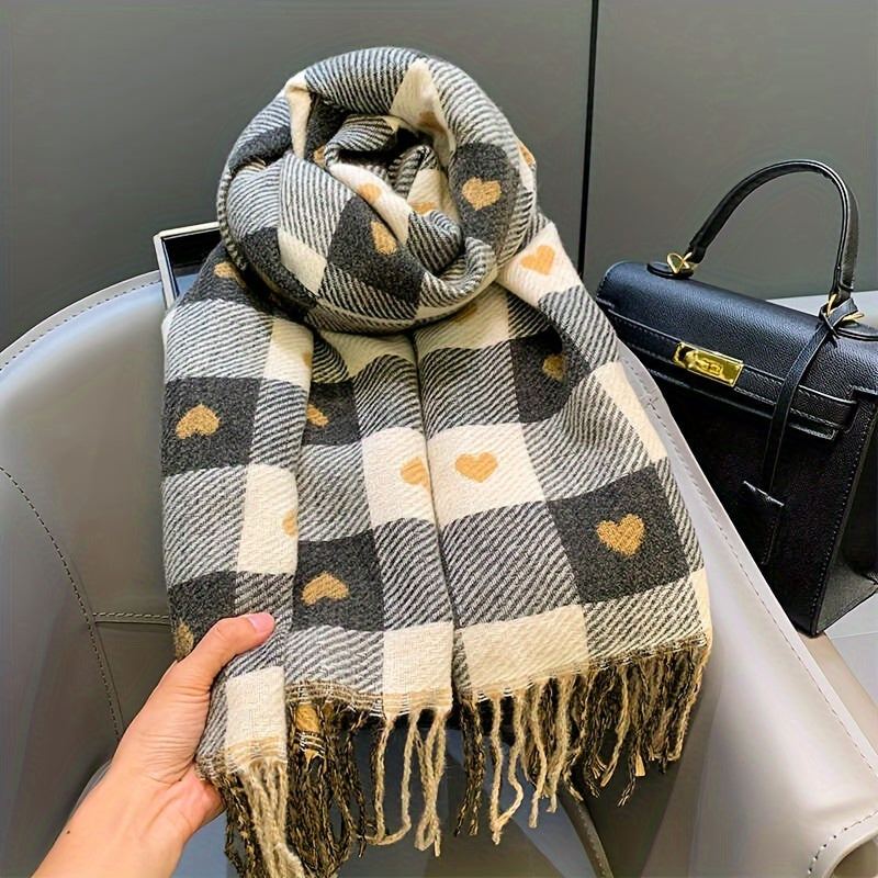 Rutig vinterhalsduk för kvinnor – Mjuk rutig omlott för kalla dagar