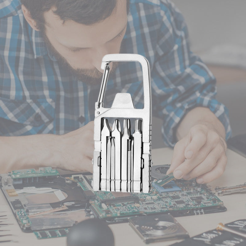 Kompakt 12-i-1 nyckelringsverktygsset – Miniskruvmejsel och flasköppnare (5-pack)