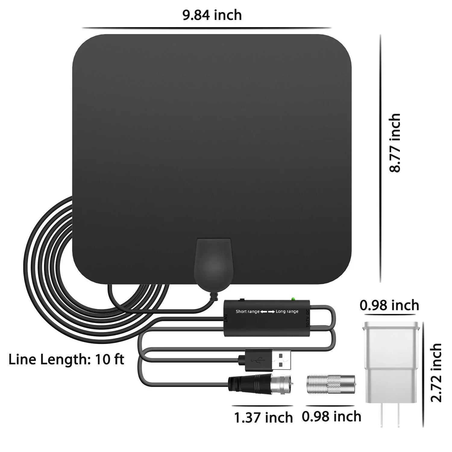 ClearWave inomhus-HDTV-antenn – signalförstärkare med lång räckvidd