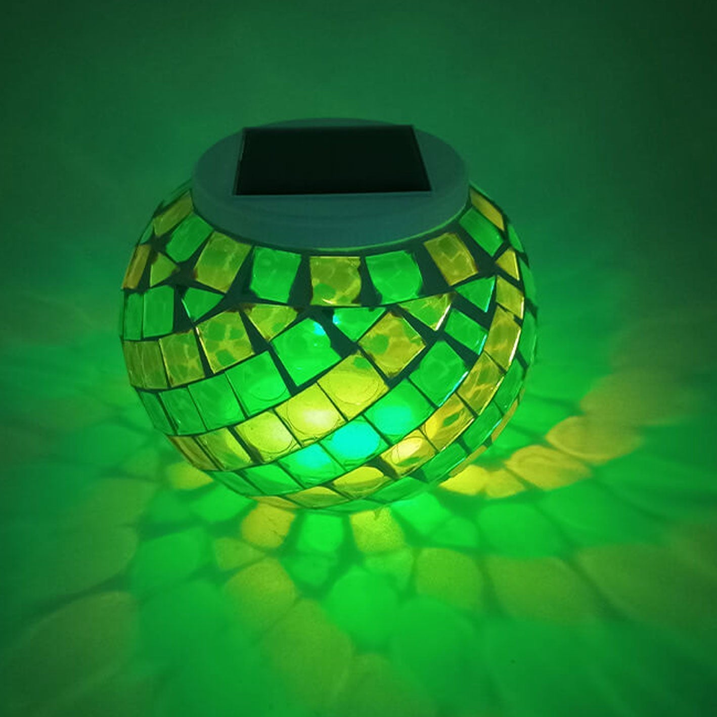 Solar LED-målat glasljus – spiralmönster för utomhuselegans