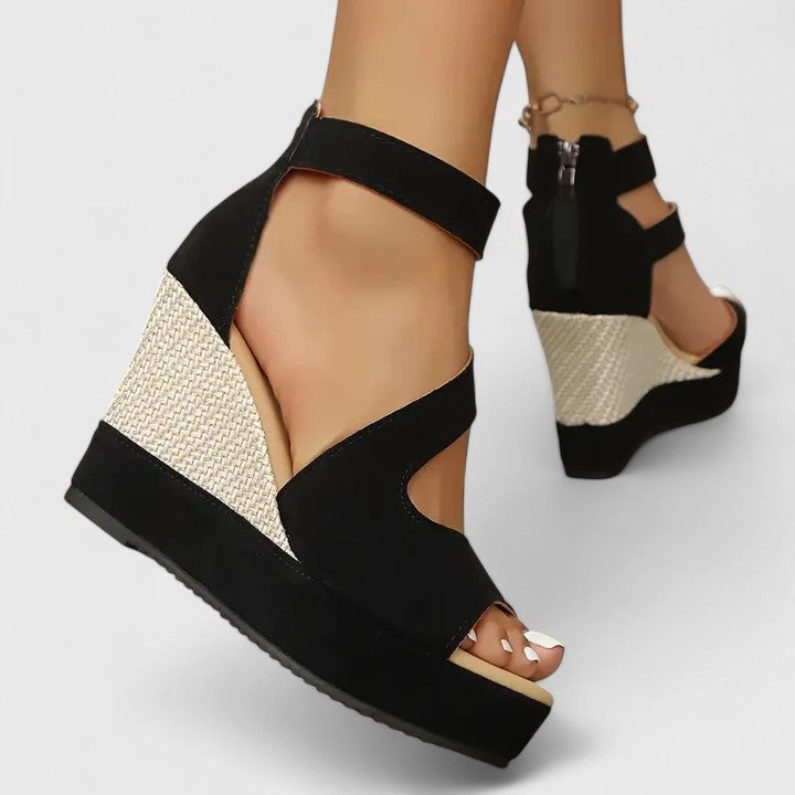 Damsandaler med vävda kilklackar – Platåskor med elastiska remmar för både vardagliga och eleganta looks
