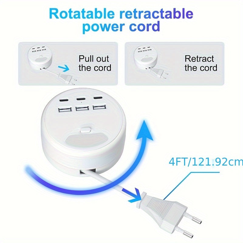 Smart överspänningsgrenuttag med USB-portar – 1,2 m förlängning med flera uttag
