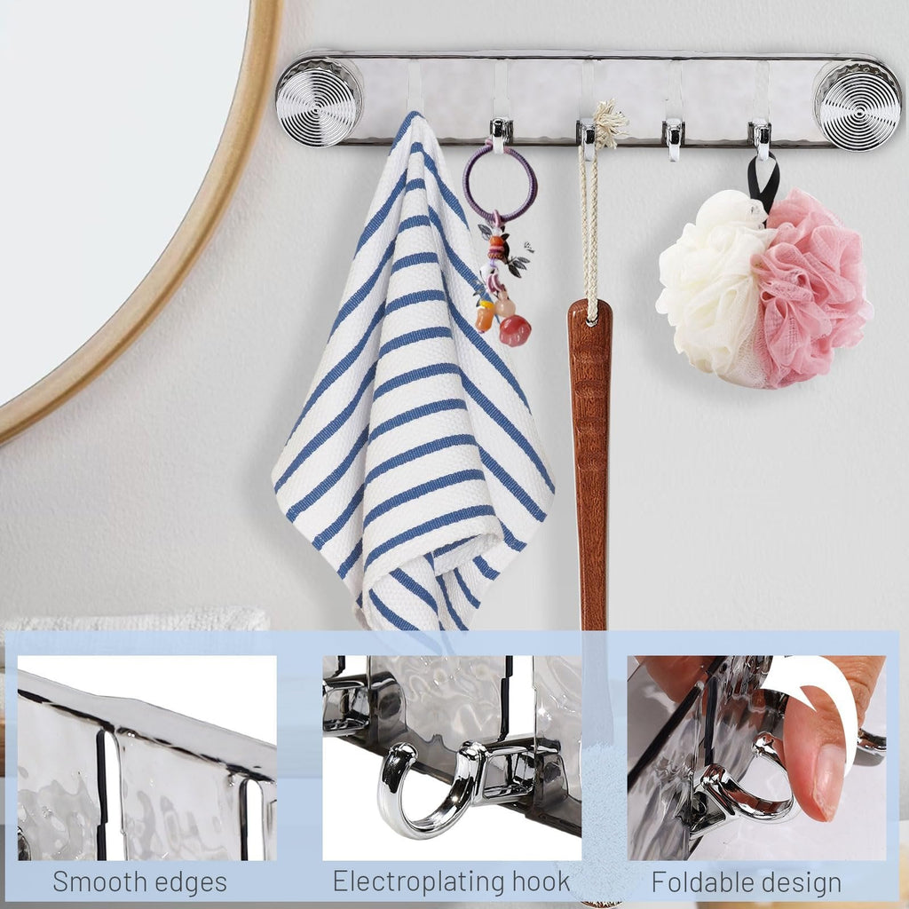 Platsbesparande sugkrokar – 5 hopfällbara justerbara vägghängare, ingen borrning behövs